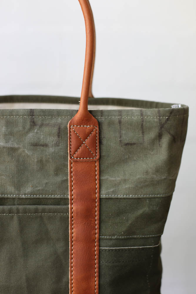 WWII era Salvaged Canvas Tote Bag