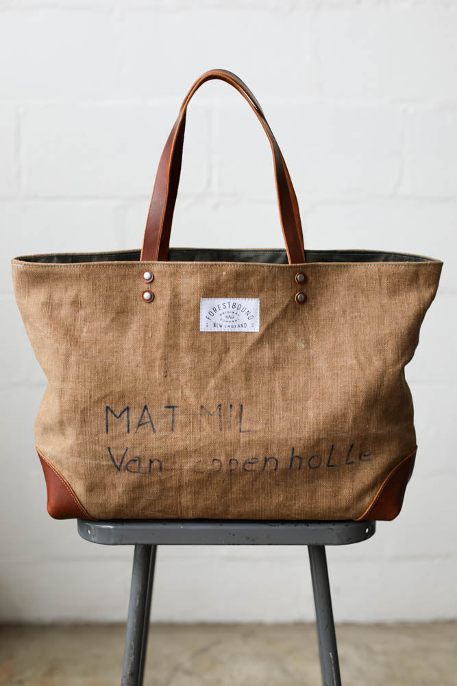 1930's era Salvaged Linen Tote Bag
