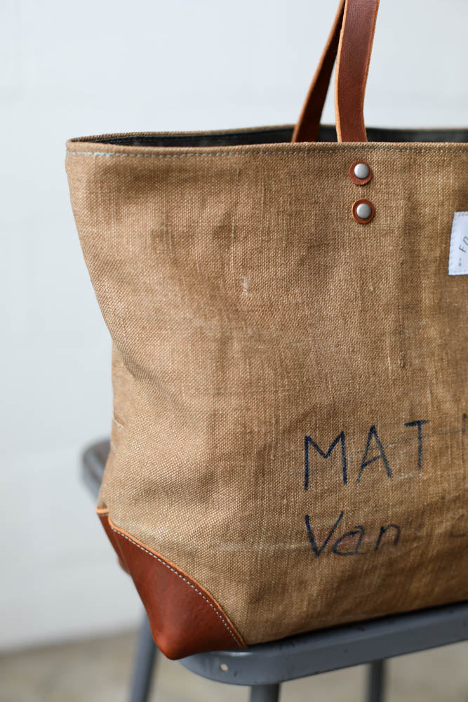 1930's era Salvaged Linen Tote Bag