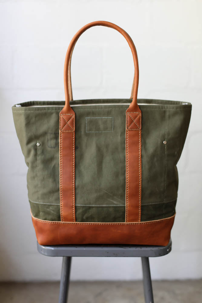 WWII era Salvaged Canvas Tote Bag
