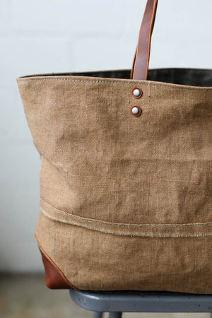 1930's era Salvaged Linen Tote Bag
