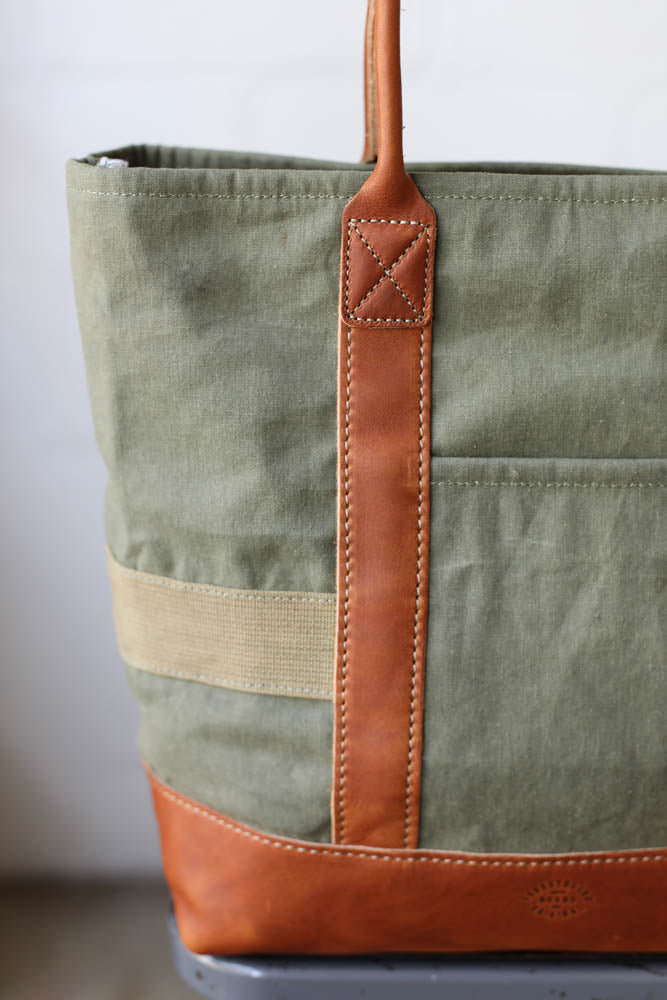 WWII era Salvaged Canvas Tote Bag