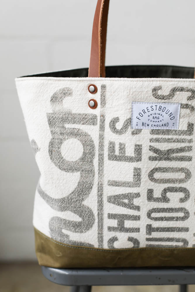 1940's era Salvaged Feedsack Tote Bag