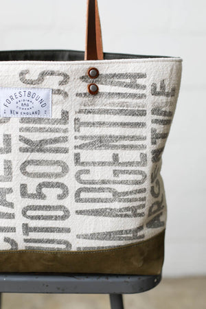 1940's era Salvaged Feedsack Tote Bag