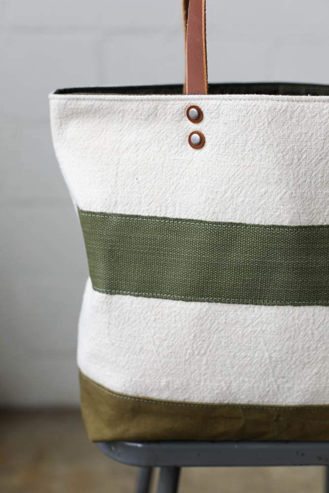 1940's era Salvaged Feedsack Tote Bag
