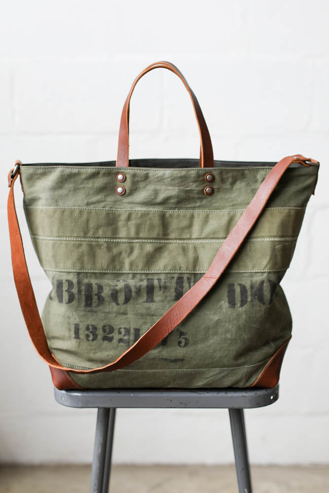 WWII era Salvaged Canvas Tote Bag