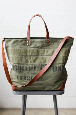 WWII era Salvaged Canvas Tote Bag