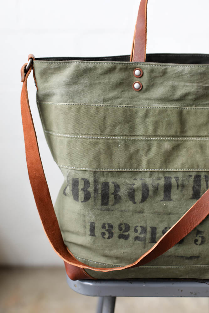 WWII era Salvaged Canvas Tote Bag