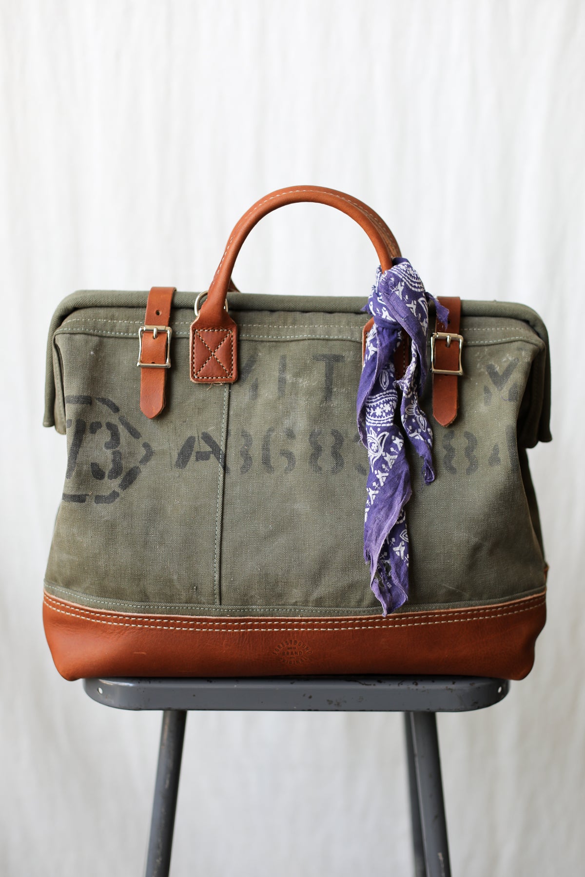 WWII era Salvaged Canvas Carryall