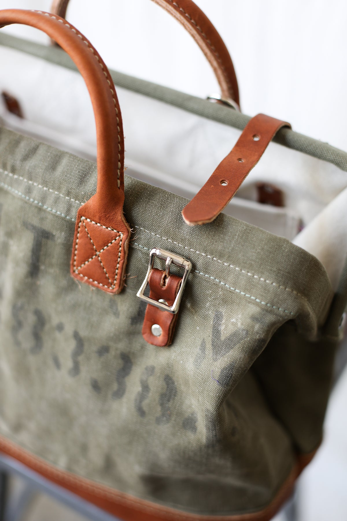 WWII era Salvaged Canvas Carryall