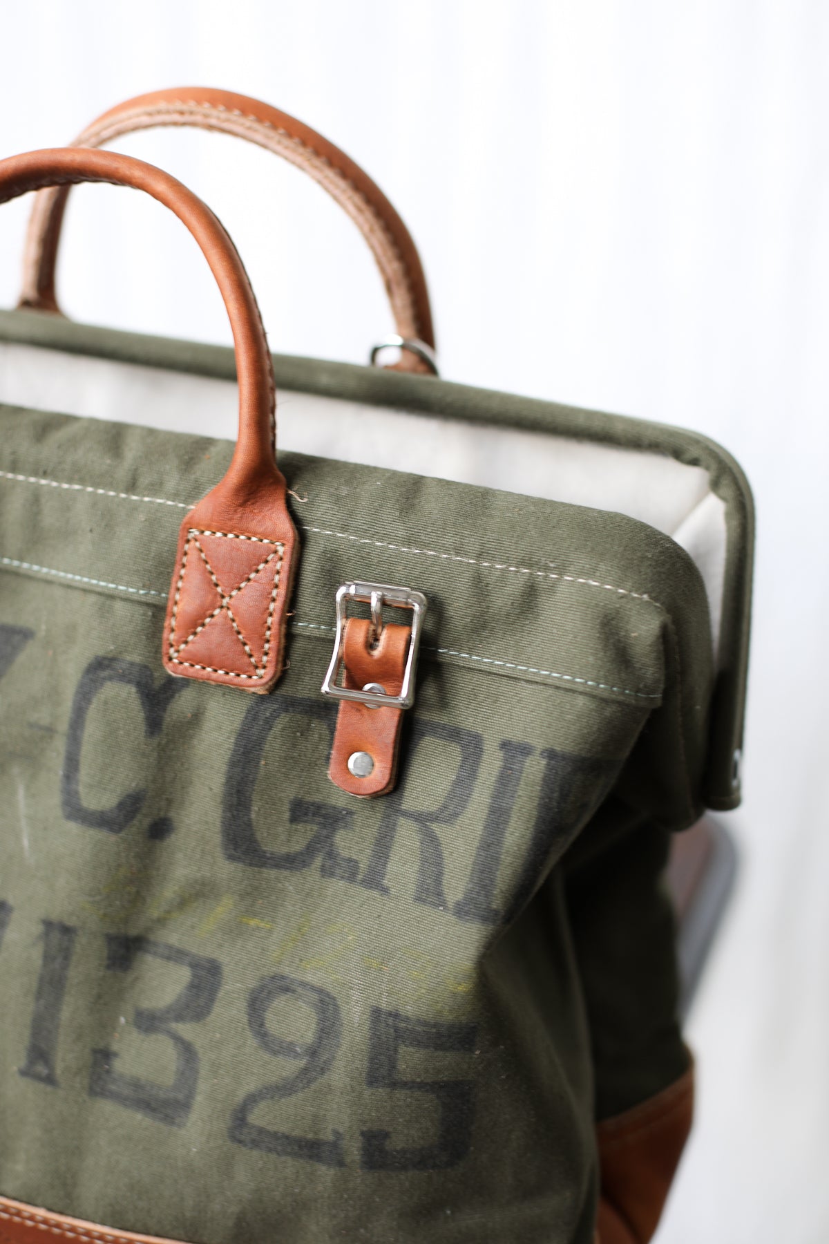 WWII era Salvaged Canvas Carryall