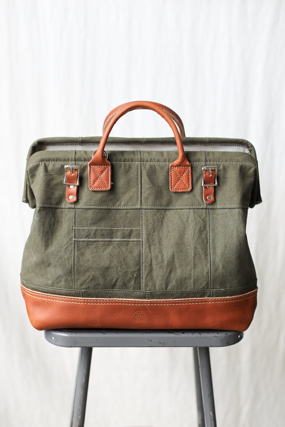 WWII era Salvaged Canvas Patchwork Carryall