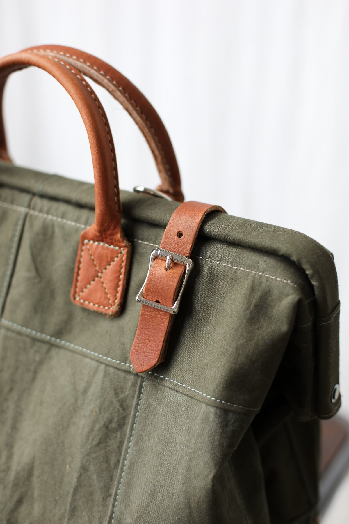 WWII era Salvaged Canvas Patchwork Carryall