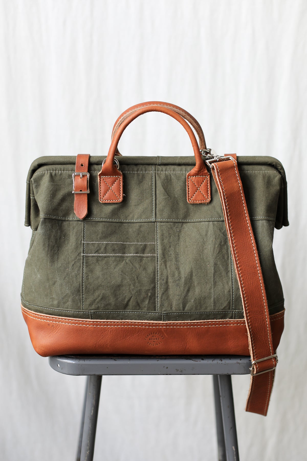 WWII era Salvaged Canvas Patchwork Carryall