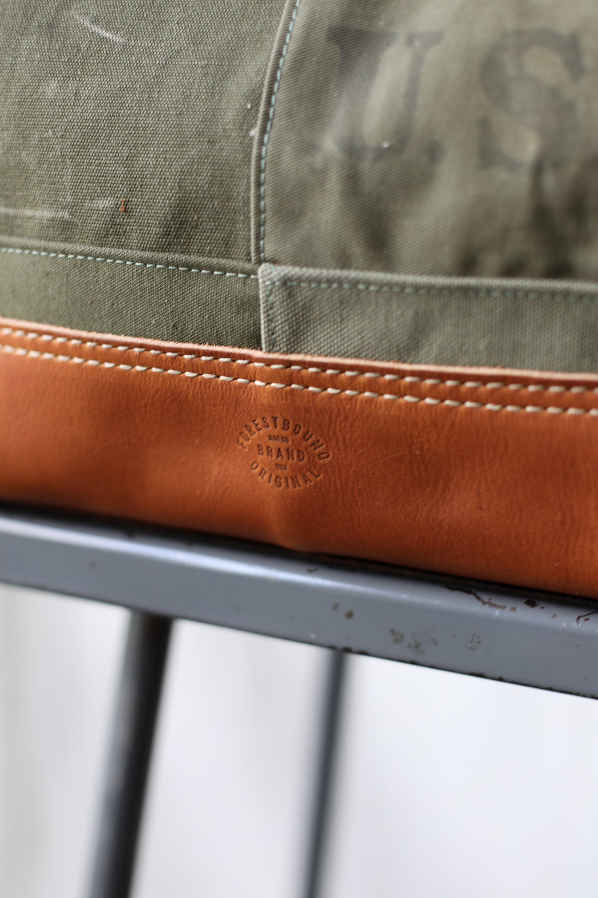 WWII era Salvaged Canvas Patchwork Carryall