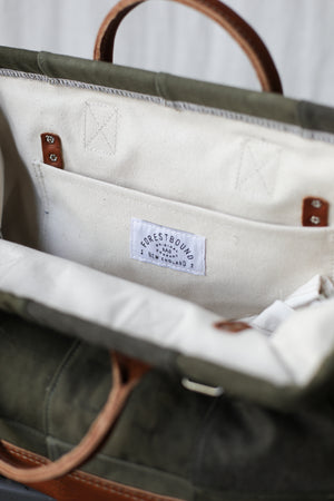 WWII era Salvaged Canvas Patchwork Carryall