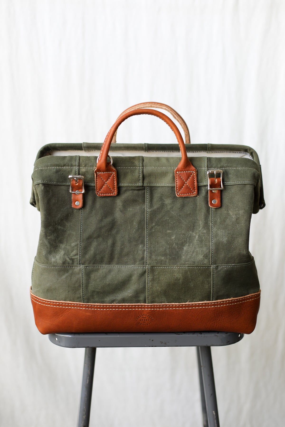 WWII era Salvaged Canvas Patchwork Carryall