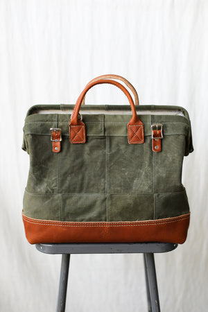 WWII era Salvaged Canvas Patchwork Carryall