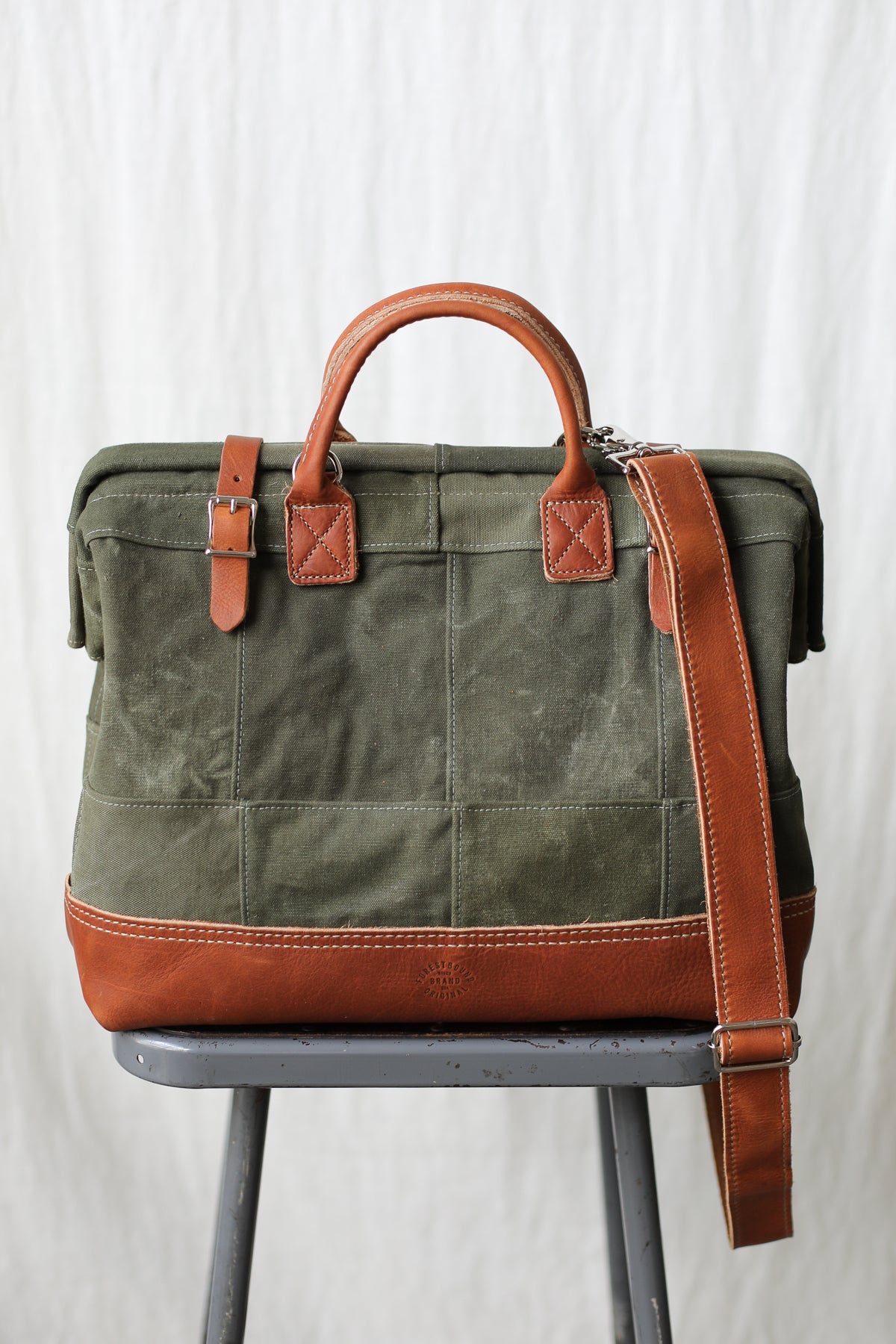 WWII era Salvaged Canvas Patchwork Carryall