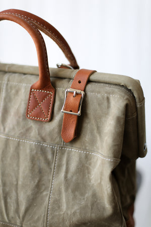 WWII era Salvaged Canvas Patchwork Carryall
