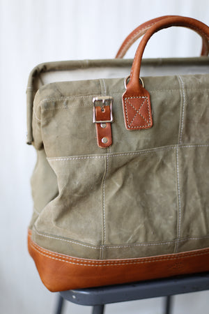 WWII era Salvaged Canvas Patchwork Carryall
