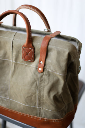 WWII era Salvaged Canvas Patchwork Carryall