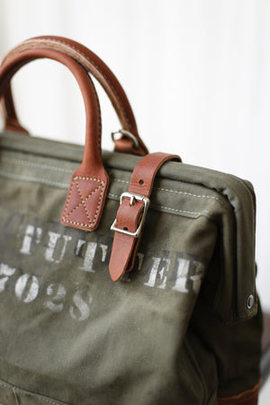 1940's era Salvaged Canvas Carryall