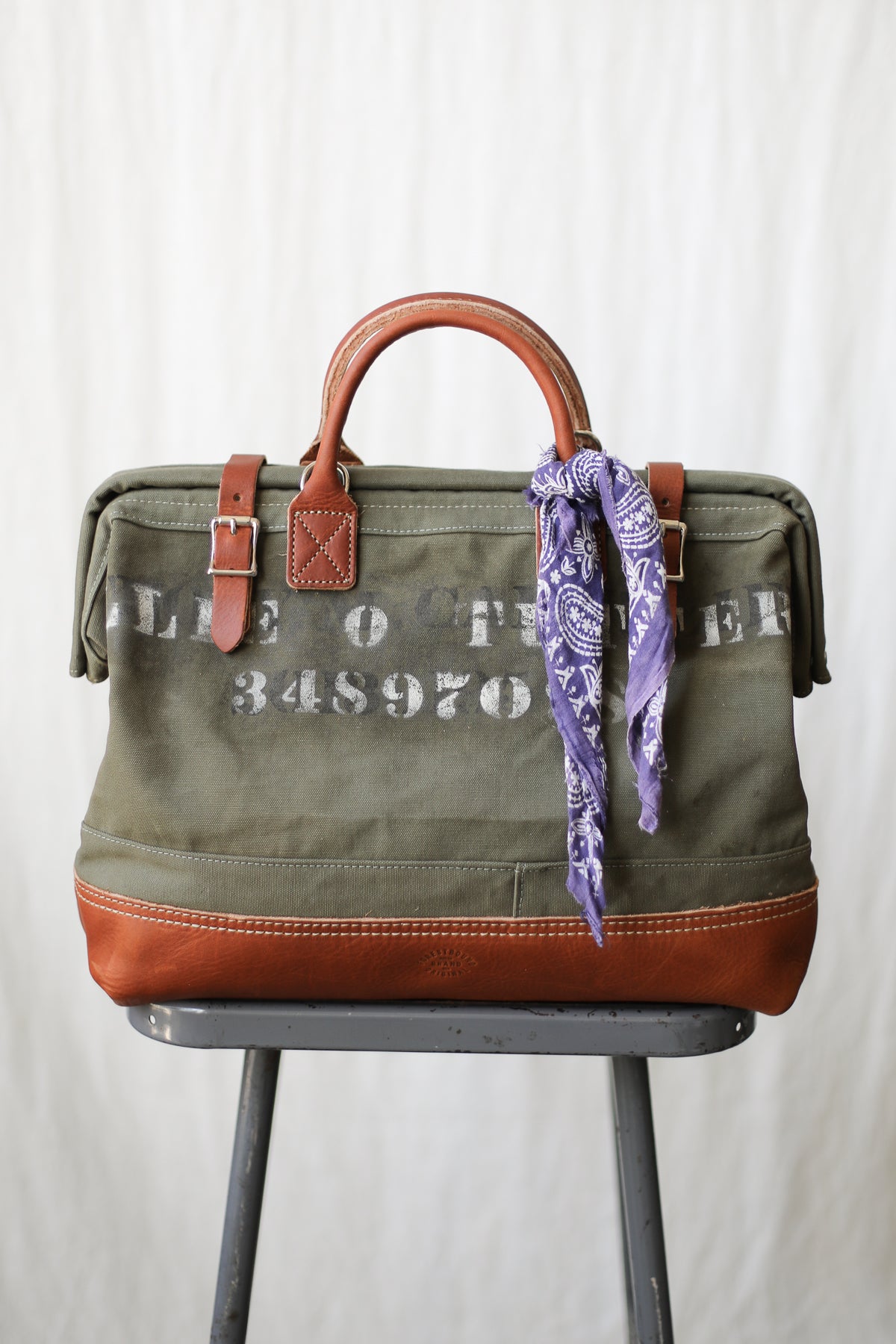 1940's era Salvaged Canvas Carryall