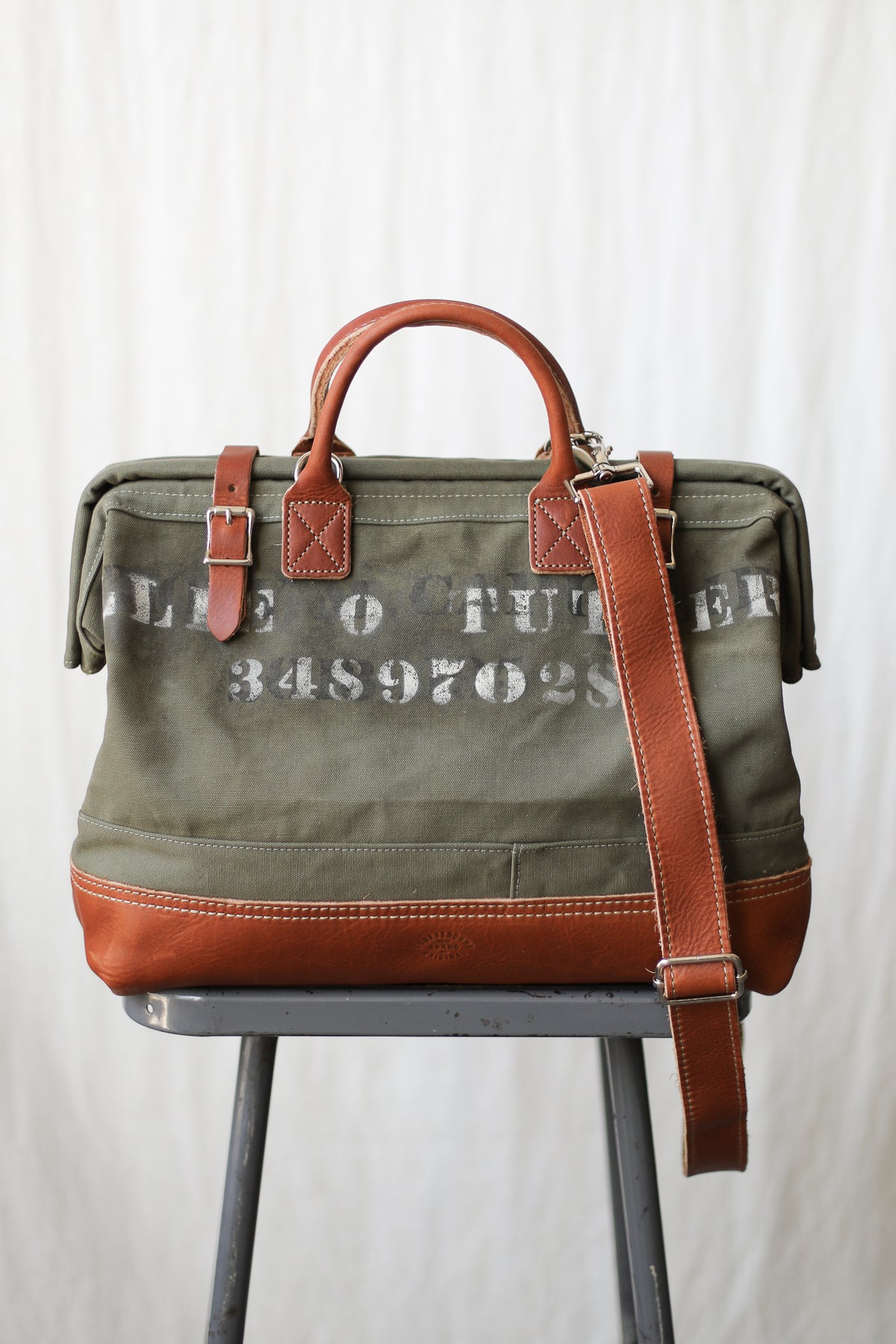 1940's era Salvaged Canvas Carryall