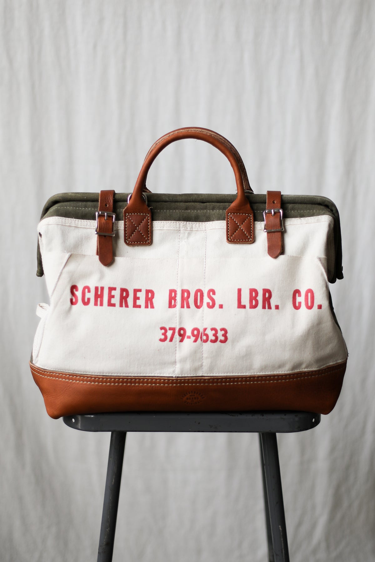 WWII era Salvaged Canvas & Lumber Apron Carryall