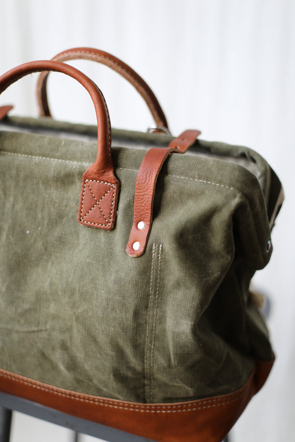 WWII era Salvaged Canvas & Lumber Apron Carryall