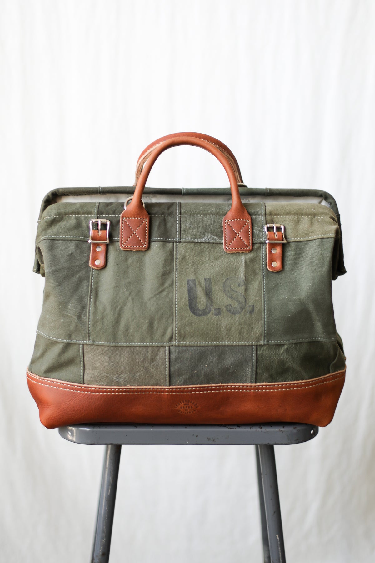 1940's era Salvaged Canvas Patchwork Carryall