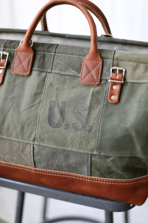 1940's era Salvaged Canvas Patchwork Carryall