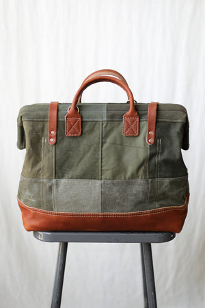 1940's era Salvaged Canvas Patchwork Carryall