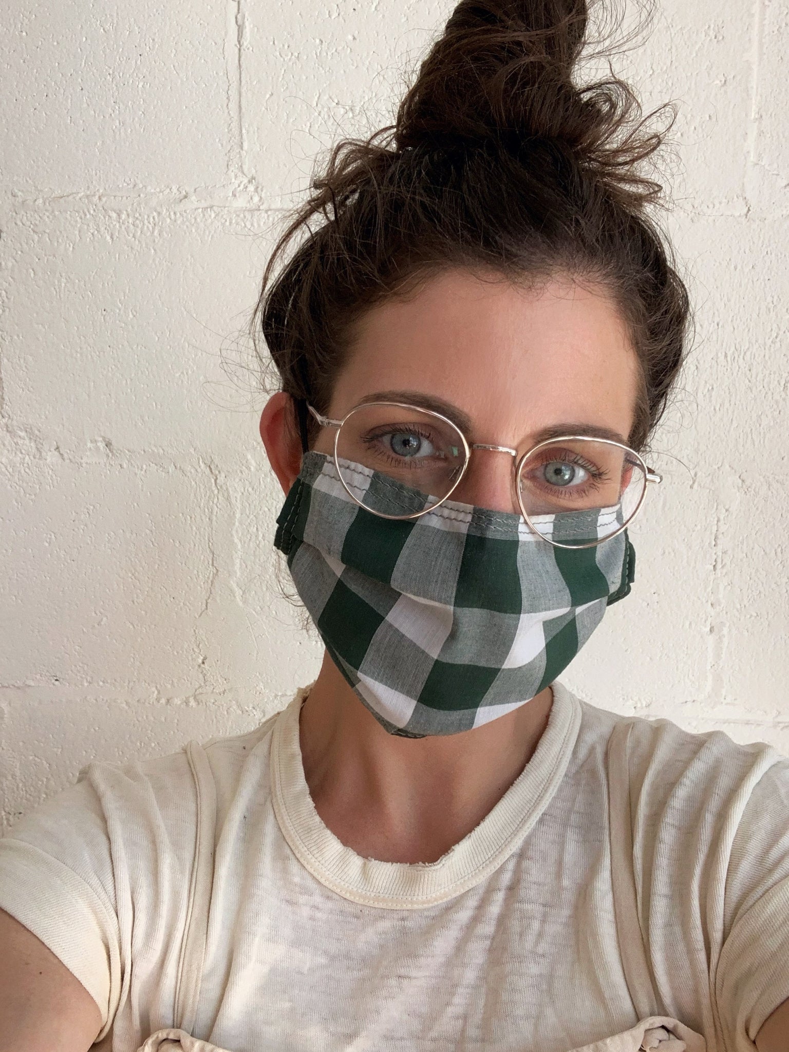 Fabric Face Mask - Olive Gingham