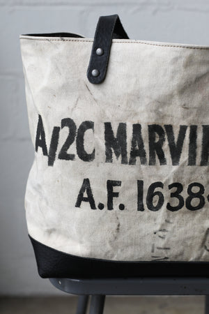 WWII era Salvaged USN Canvas Tote Bag