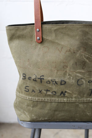 WWII era Salvaged Military Canvas Tote Bag