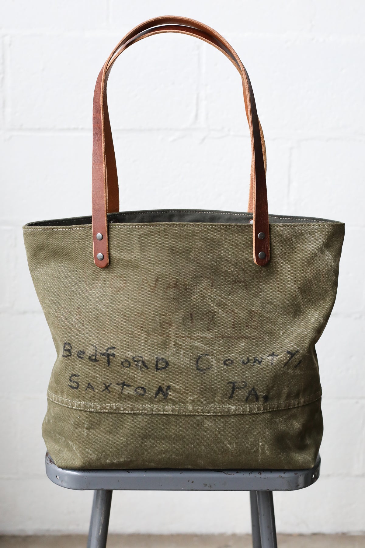 WWII era Salvaged Military Canvas Tote Bag