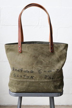 WWII era Salvaged Military Canvas Tote Bag