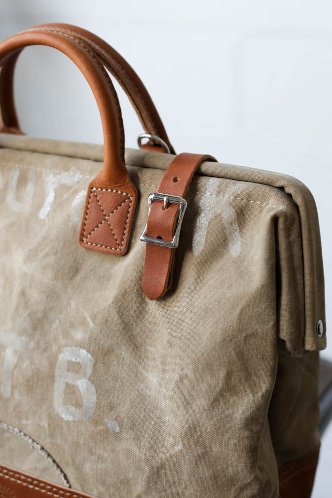 1940's era Salvaged Canvas Carryall