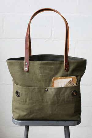 WWII era Salvaged Military Canvas Tote Bag