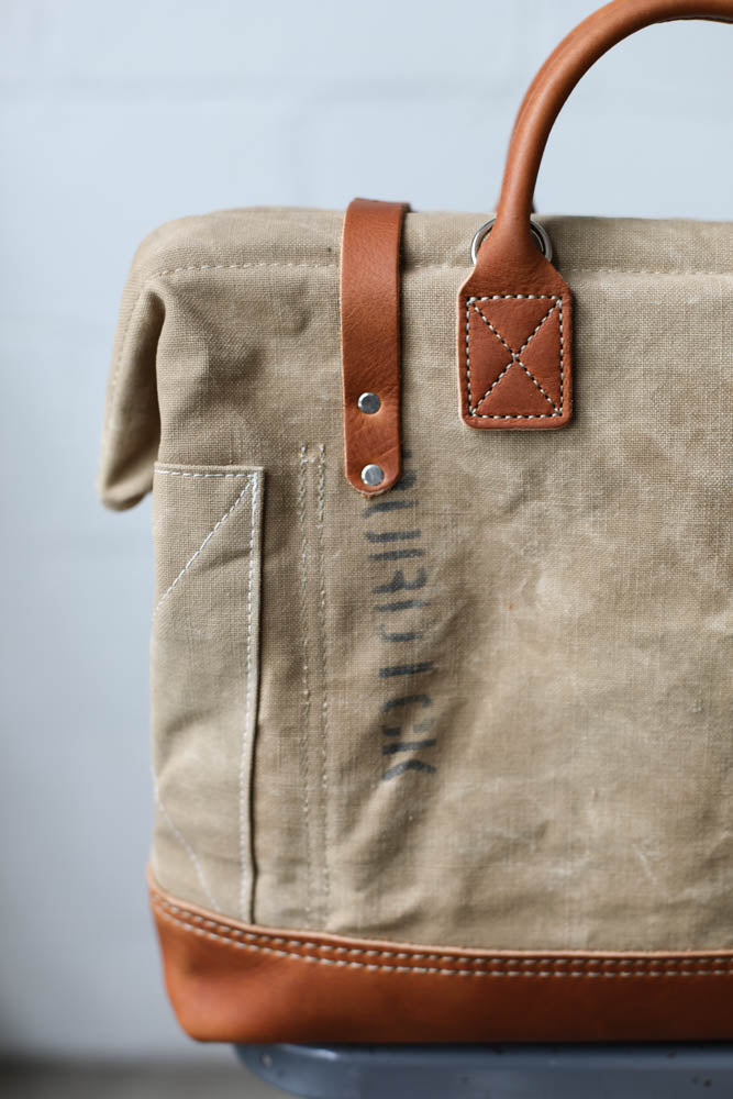 1940's era Salvaged Canvas Carryall