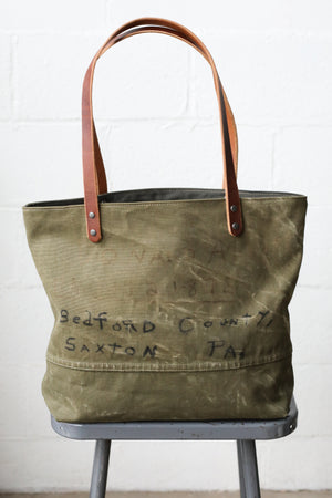 WWII era Salvaged Military Canvas Tote Bag