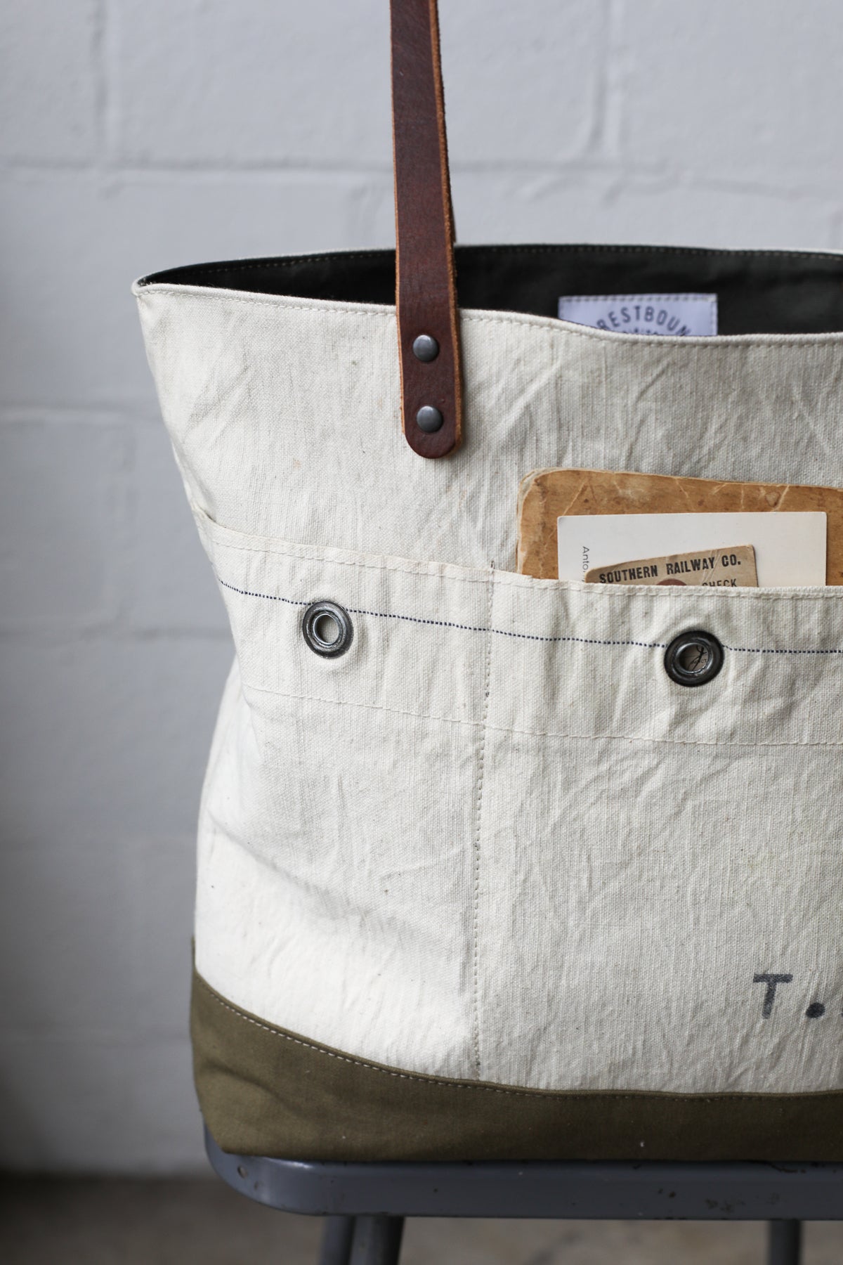 1940's era Salvaged USN Canvas Tote Bag