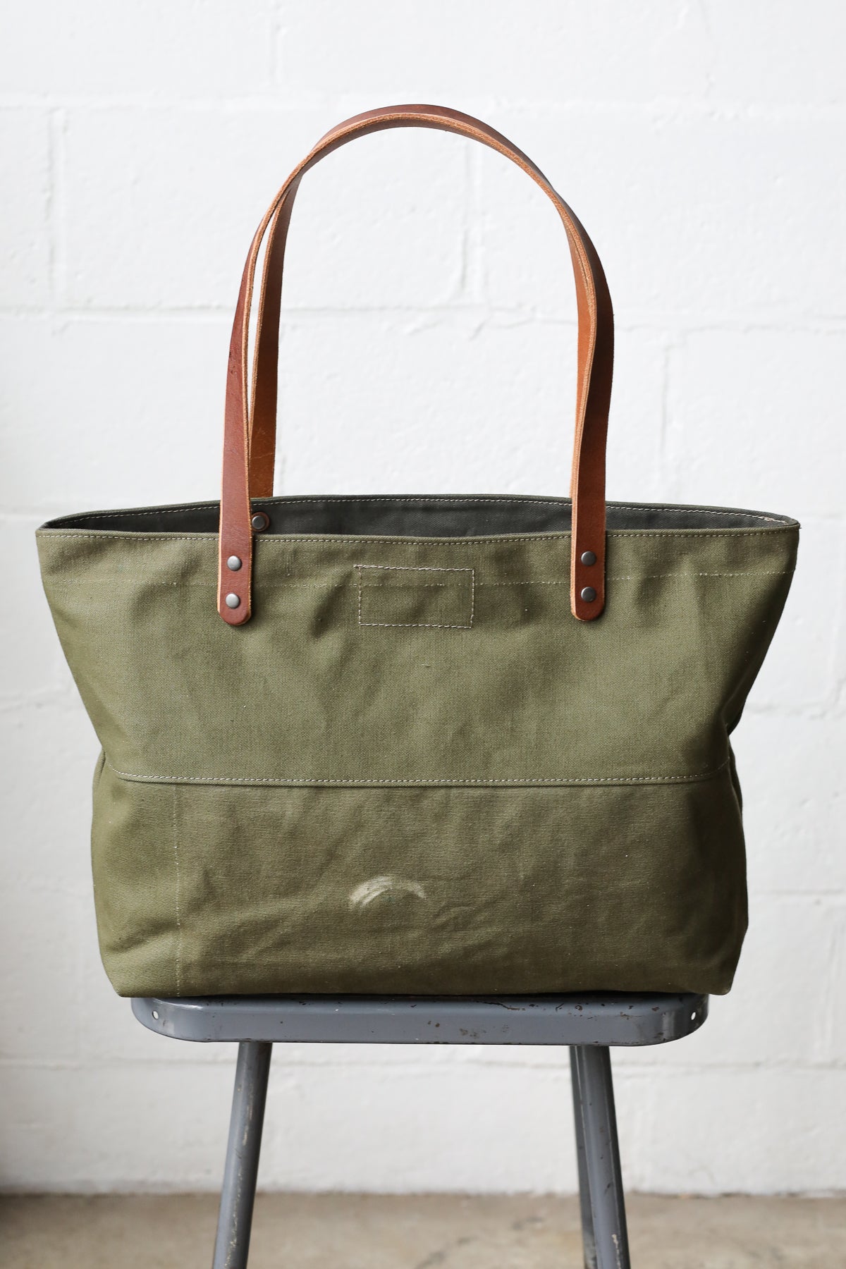 WWII era Salvaged Military Canvas Tote Bag