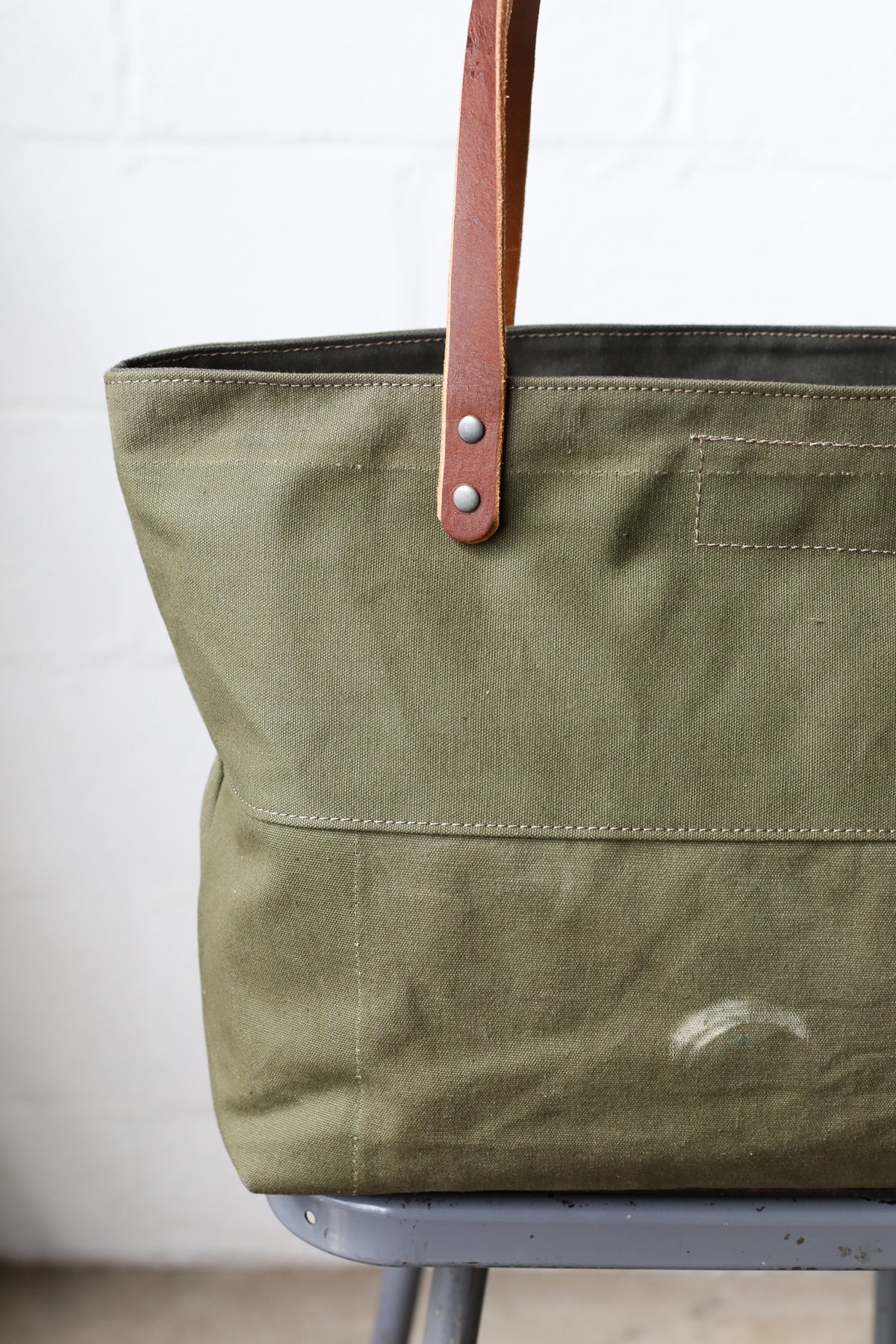 WWII era Salvaged Military Canvas Tote Bag
