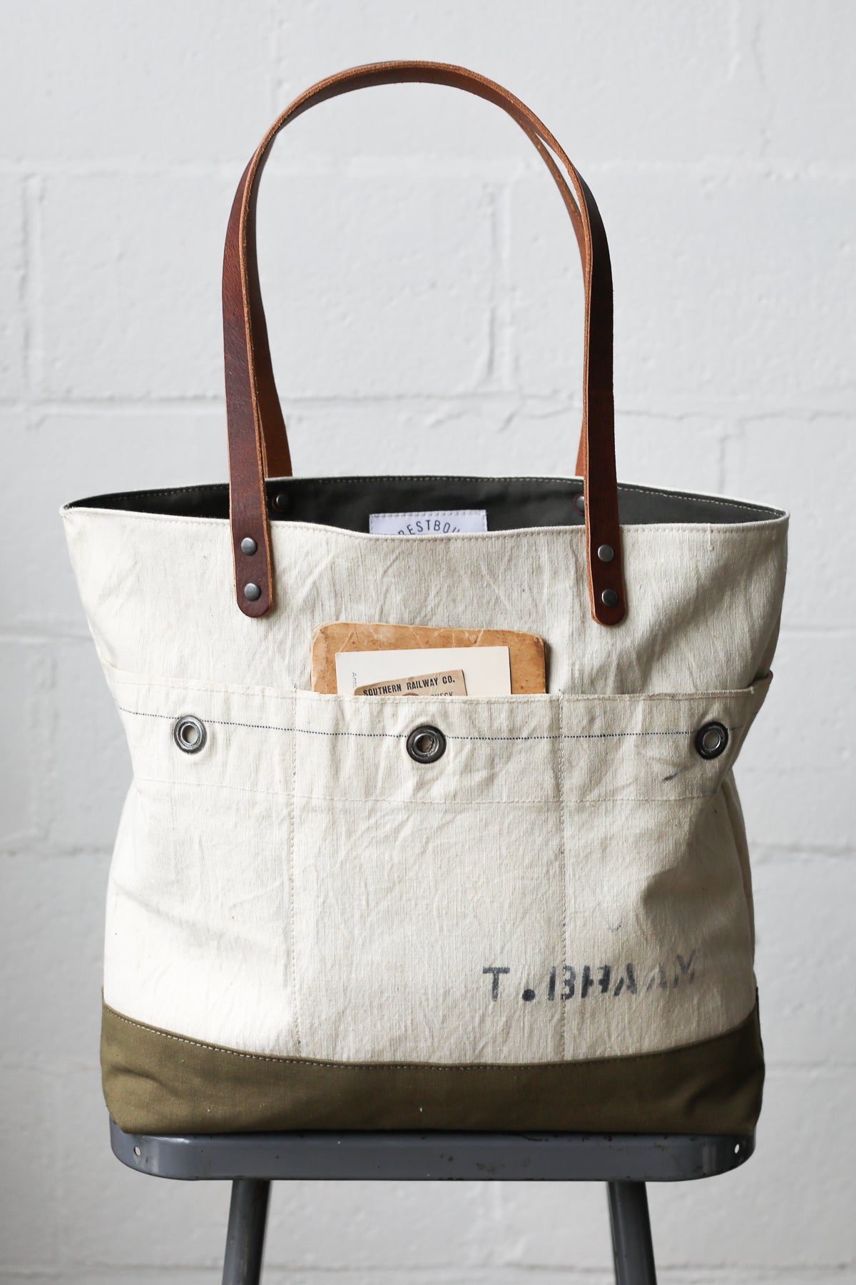 1940's era Salvaged USN Canvas Tote Bag