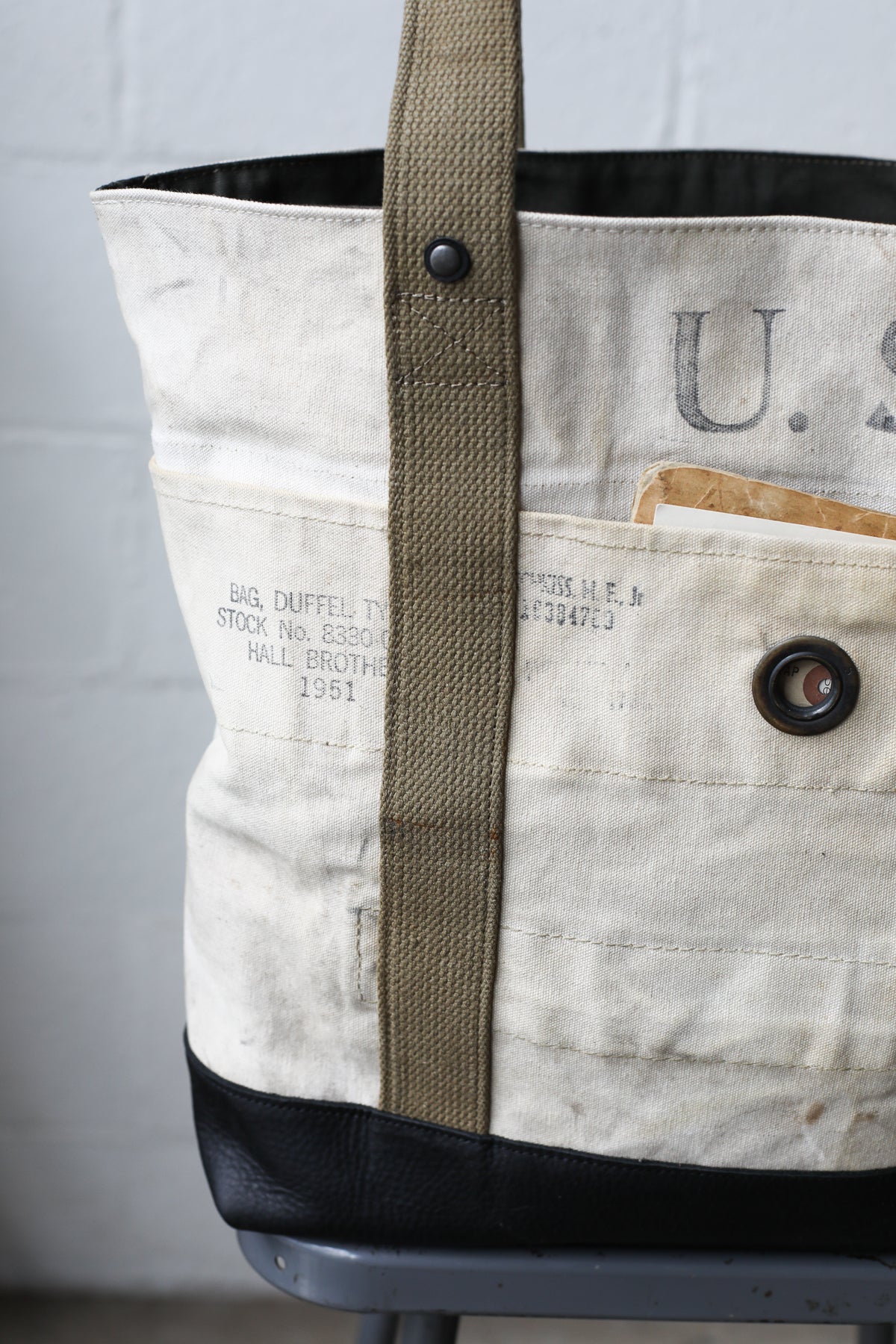 WWII era Salvaged USN Canvas Tote Bag