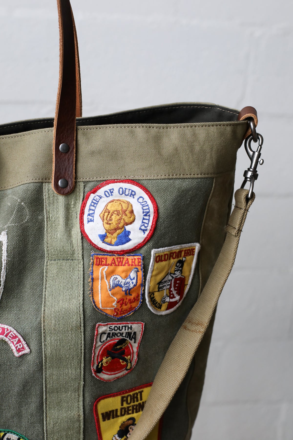 Extra Large 1960's era Patched Canvas Tote Bag