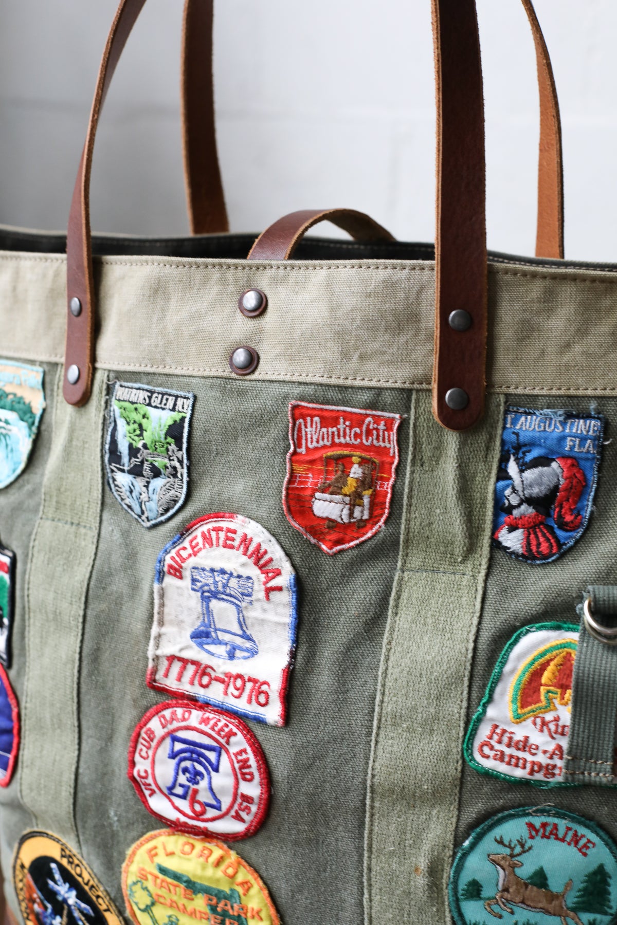Extra Large 1960's era Patched Canvas Tote Bag